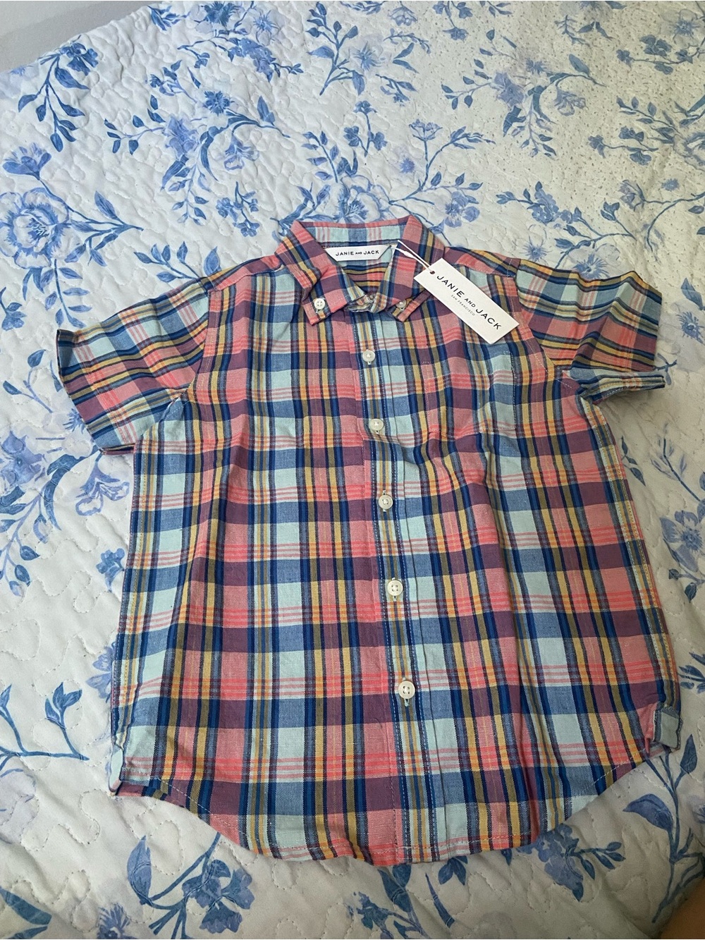 Janie and Jack Boys' Multicolor Plaid Button-Up Shirt - Pink & Blue